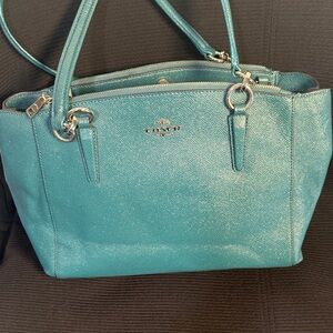 Coach Teal Leather Tote Bag